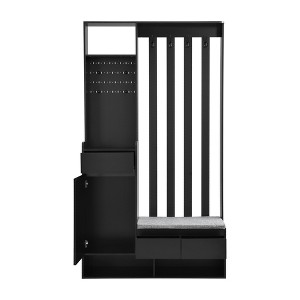 NicBex 39.3 inch Hall Tree for Hallway,Modern Coat Rack with 4 Hooks and Pegboard,Entryway Furniture for Hallway,Living Room,Bedroom,White/Black - 1 of 4