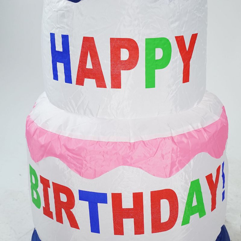 Northlight 4' Inflatable Lighted Happy Birthday Cake Outdoor Decoration, 3 of 6