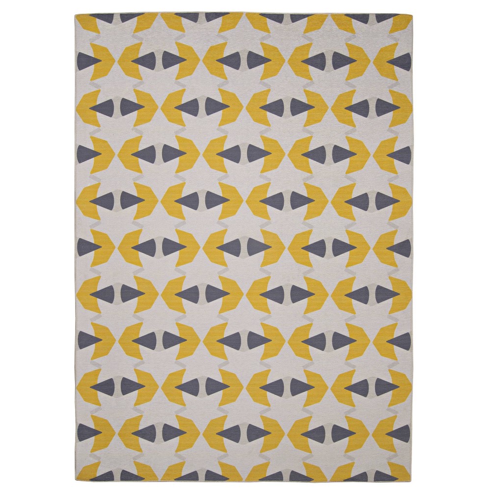 Photos - Area Rug Linon 5'x7' Havers Washable Outdoor Rug Ivory/Yellow  