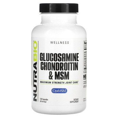 NutraBio Glucosamine Chondroitin & MSM, 120 Capsules