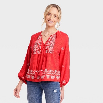 Women's Long Sleeve Embroidered Top - Knox Rose™ : Target