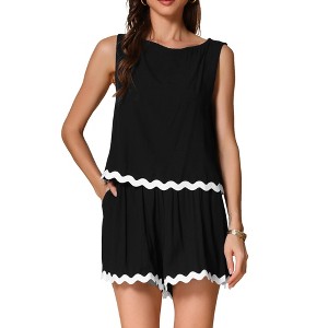 INSPIRE CHIC Women's Summer Outfits Contrast Trim Tank Top and Shorts Lounge Set 2 Pcs - 1 of 4