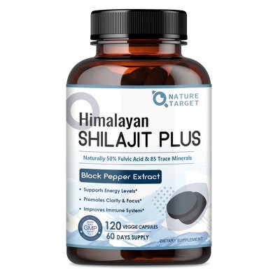 NATURE TARGET Himalayan Shilajit, Shilajit Supplement, 120 Capsules