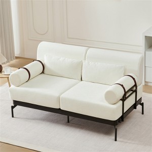 RISOKEYS 59" Modern Loveseat Sofa Couch, 2-Seater Cloud Sofa with Unique Cylindrical Armrests for Living Room, Office & Apartment - 1 of 4