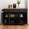 OUTSUPPLY Large Rolling Kitchen Island with Drop Leaf, Rubber Wood Top, Locking Wheels, Embossed Vintage Style Cart for Kitchen - 4 of 4