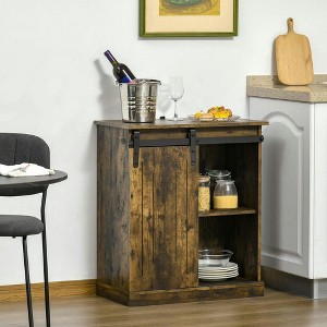 Resenkos Industrial Wine Bar with Sliding Barn Door & Built-In 6-Bottle Rack, - 1 of 4