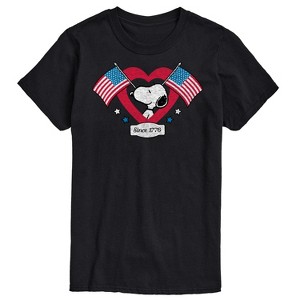 Men's - Peanuts - Snoopy Since 1776 Flag Heart Short Sleeve Graphic T-Shirt - 1 of 4