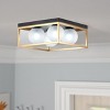 4-Light Black and Gold Flush Mount Ceiling Light, Frosted Glass for Bedroom, Entryway, Kitchen - 3 of 4