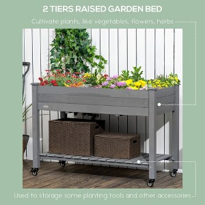 Okak Raised Garden Bed with 8 Pockets & Shelf, Wooden Elevated Outdoor Planter Box with Legs for Herbs/Vegetables/Flowers - 1 of 4