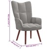 vidaXL Relaxing Chair- Modern Light Grey Velvet Armchair with Wooden Legs, Thick Padded Foam Seat, - 4 of 4