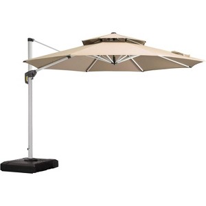 PURPLE LEAF 11 Feet Patio Umbrella Outdoor Round Double-Top Aluminum Umbrella Cantilever Patio Umbrella for Garden Deck Pool Patio - 1 of 4