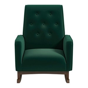 TiramisuBest Elegant Dark Grey Fabric Rocking Chair with Solid Wood Frame, Comfortable Accent Chair for Living Room & Nursery - 1 of 4