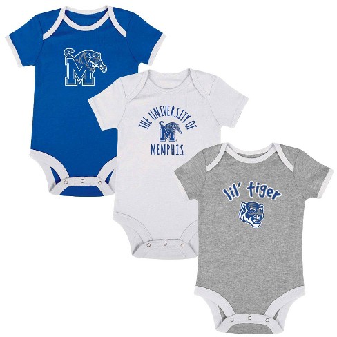 NCAA Memphis Tigers Infant Boys Short Sleeve 3pk Bodysuit Set 0 3M