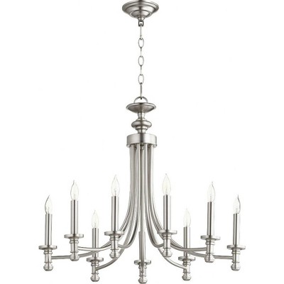 Quorum Lighting Rossington 9-Light Chandelier, Satin Nickel, 26.5W, 31H