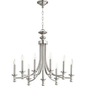 Quorum Lighting Rossington 9-Light Chandelier, Satin Nickel, 26.5W, 31H - 1 of 1