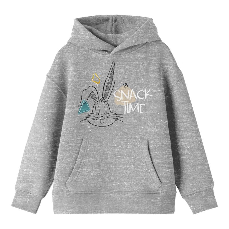 Looney Tunes "Snack Time!" Youth Heather Gray Graphic Hoodie, 1 of 4