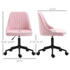 Vinsetto Mid-Back Office Chair, Velvet Fabric Swivel Scallop Shape Computer Desk Chair for Home Office or Bedroom, Pink - 3 of 4