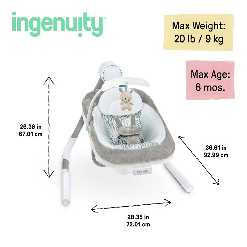 Ingenuity Any Way Sway Power Adapt Dual Direction Baby Swing, 6 of 13