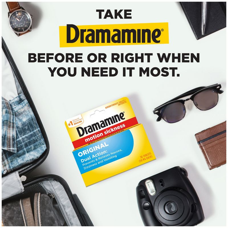 Dramamine Original Formula Motion Sickness Relief Tablets for Nausea, Dizziness &#38; Vomiting - 36ct, 5 of 8