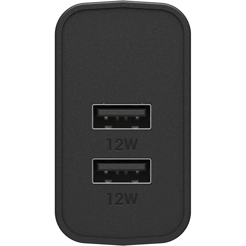 OtterBox USB-A Dual Port Wall Charger, 24W Combined - Black (New), 2 of 5