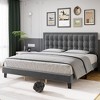 Whizmax King/Queen/Full Size Upholstered Bed Frame with Adjustable Headboard and Button Tufted Velvet Platform Bed, No Box Spring Needed,Easy Assembly - 3 of 4