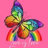 Adult Design By Humans Love is Love Butterfly Rainbow Pride By SummerFunnyRacerback Tank Top - 2 of 2