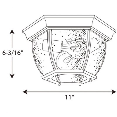 Roman Coach Textured Black 2-Light Flush Mount with Seeded Glass