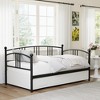 Twin Daybed with Trundle, Metal Sofa Bed Frame with Steel Slat Support, Space Saving for Bedroom, Guest Room - 3 of 4