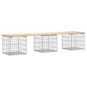 vidaXL Patio Bench Outdoor Park Bench Seating Gabion Design Solid Wood Pine - Natural Pine 79.9" x 17.3" x 16.5" - 1 of 4