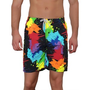 Lars Amadeus Men's Colorful Printed Hawaiian Summer Beach Swimming Shorts - 1 of 4