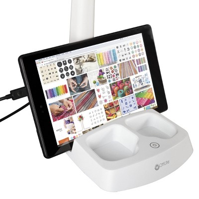 White Adjustable LED Desk Lamp with USB Charging Station