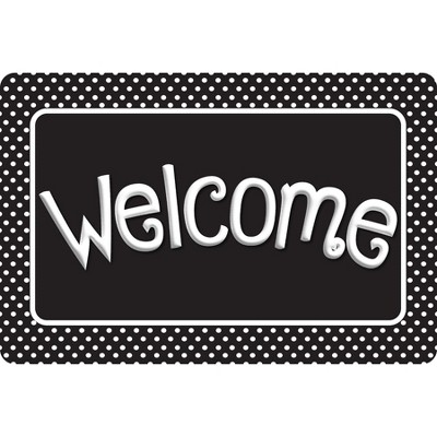 Ashley Productions® Smart Poly™, The Original Fun Mat™, Welcome Mat, 15.5" x 23.5", Black and White Polka Dots, Welcome