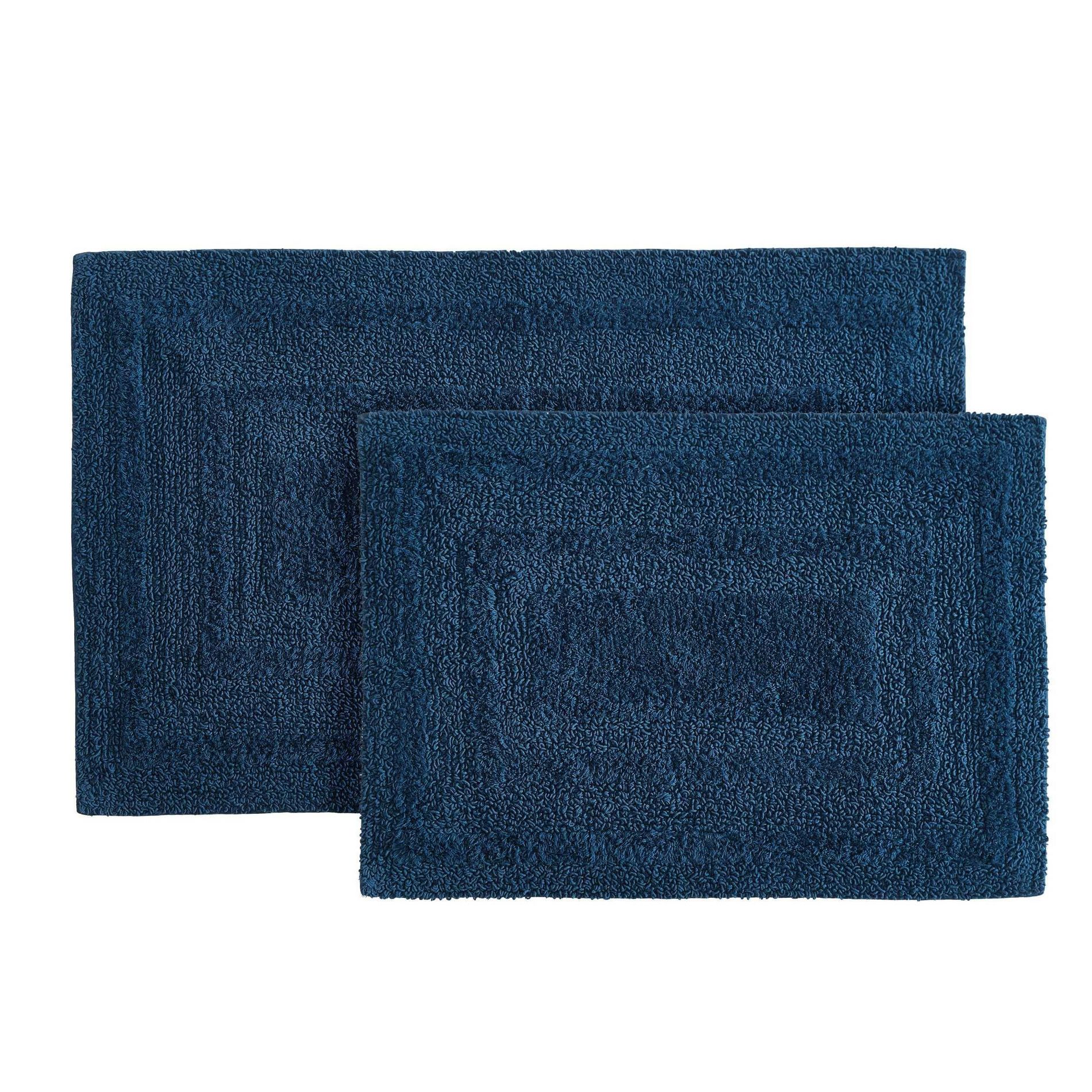 Eddie Bauer 2pc 17"x24" and 21"x34" Logan Reversible Bath Rug Set Blue