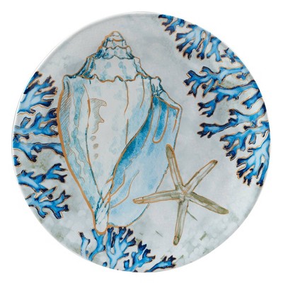 Playa Shells Multicolor Ceramic Coastal Salad Plates, Set of 4