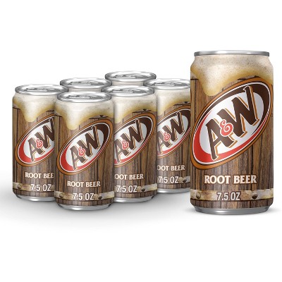 A&W Root Beer Soda - 6pk/7.5 fl oz Cans