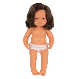 Miniland Anatomically Correct 15" Baby Doll, Caucasian Girl, Brunette - 1 of 3