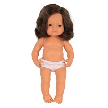 Miniland Educational Anatomically Correct 15" Baby Doll, Girl, Brunette Hair