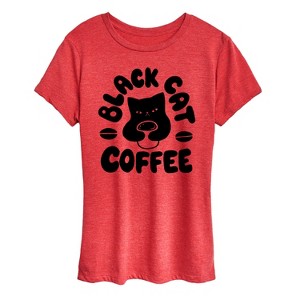 Women's - Instant Message - Black Cat Coffee Short Sleeve Graphic T-Shirt - 1 of 4