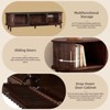 Modern Farmhouse TV Stand for 75" TVs, Wood Entertainment Center with Sliding Doors & Drop-Down Storage, Solid Wood Legs, Media TV Console Table - 4 of 4