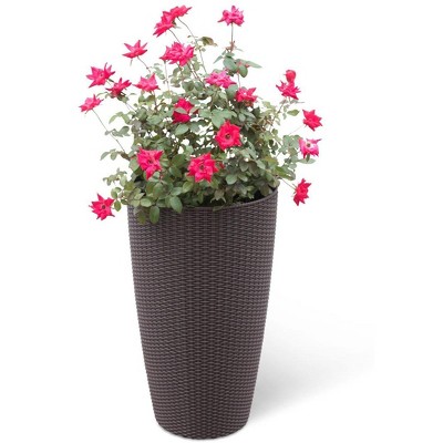 Weave Self-Watering Round Tall Planter, 12-1/2 Inch - Gardener's Supply Company