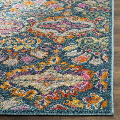 Reversible Blue and Orange Synthetic 3' x 5' Area Rug