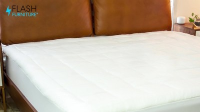 Full Size White Quilted Cotton Mattress Pad with Deep Pockets