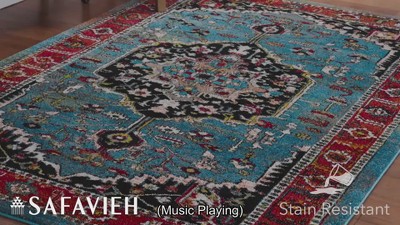 Blue and Red Vintage Hamadan Persian Area Rug
