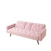 72" Velvet Sofa Bed with Tufted Back & Armrest Cup Holders - 4 of 4