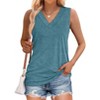 Women Summer Sleeveless Tees Shirts V Neck Tank Tops Casual Loose Fit Blouses Basic Top - 2 of 4