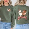 Simply Sage Market Women's Graphic Sweatshirt Tis The Season Milk and Cookies Front and Back - S - Military - 2 of 4