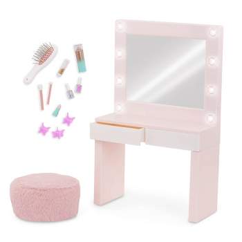 Our Generation Glam & Glow Light-up Vanity Table Accessory Set for 18" Dolls