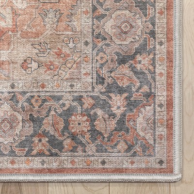 Apollo Red and Gray Oriental Chenille Area Rug