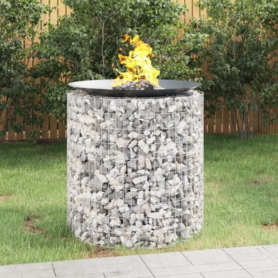 vidaXL Gabion Fire Pit 39.4 in. Galvanized Iron