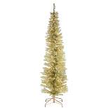 6ft National Christmas Tree Company Champagne Tinsel Artificial Pencil Christmas Tree 150ct Clear